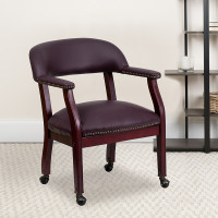 Flash Furniture Burgundy Leather Conference Chair with Casters B-Z100-LF19-LEA-GG